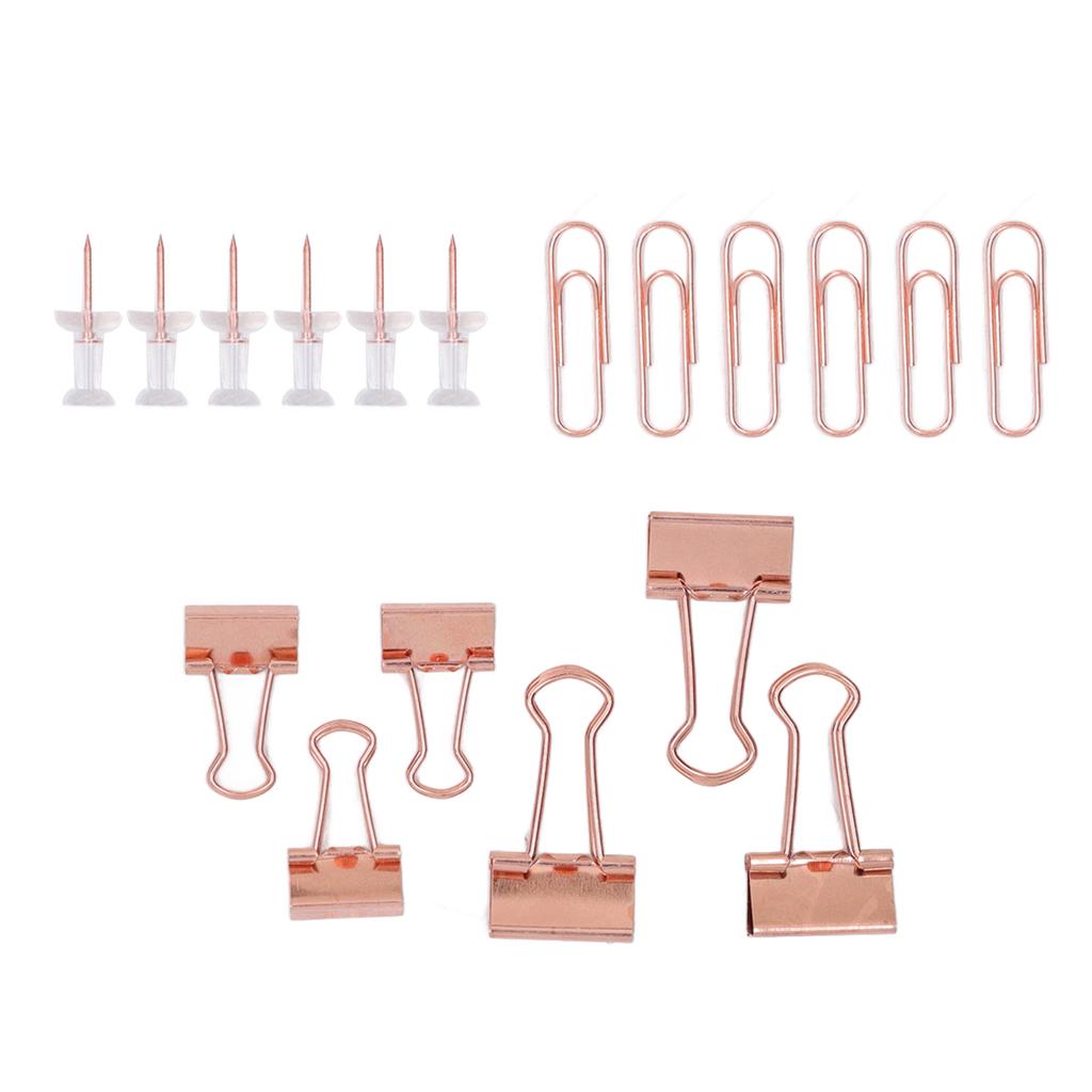 Sada kancelářských sponek Barevné kovové Nerezové připínáčky Kancelářské sponky Sady pořadačů Úložný prostor na papír Dekorace Kancelářské potřeby Růžová