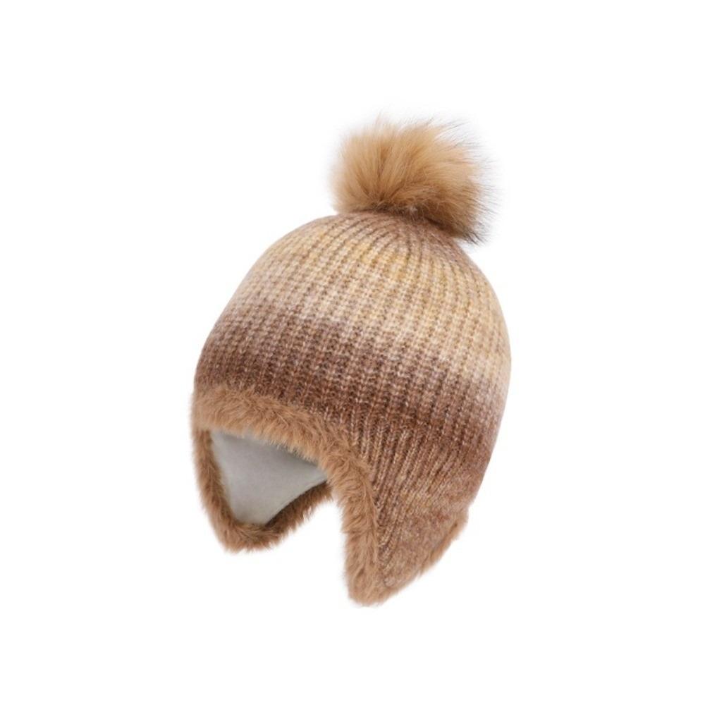 Multicolor Kids Knitted Hat Hairball Beanie Cap Cute Knitted Bucket Hat Autumn