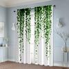 2pcs, Pattern Curtains 2D print Green rattan Machine Washable (without rod) Decorations Outdoor Ldeal for Living Room, Bedroom &