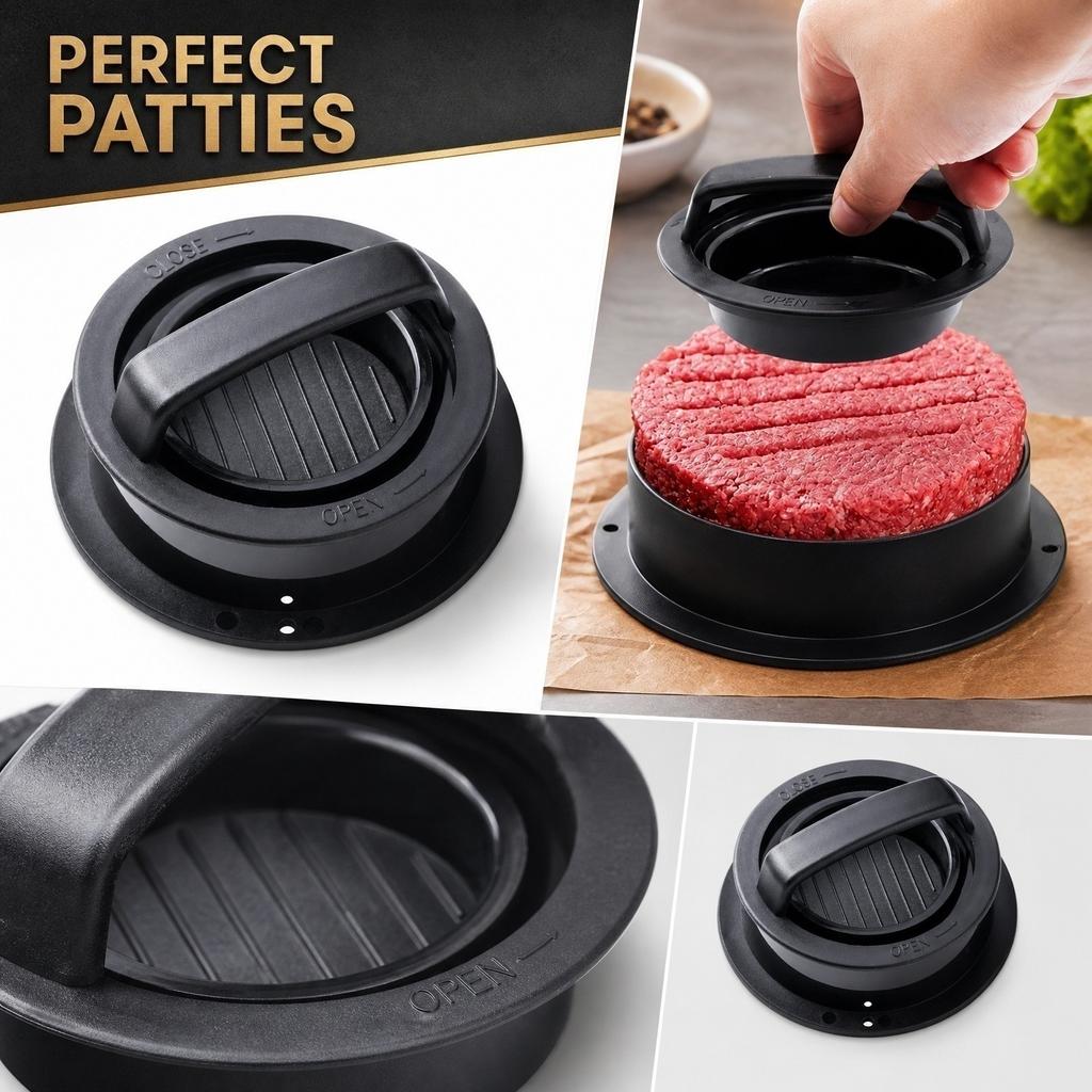 Round Burger Press Set for Handmade Patties with Adjustable Thickness and Non-Stick Surface for Even Cooking and Easy Cleaning