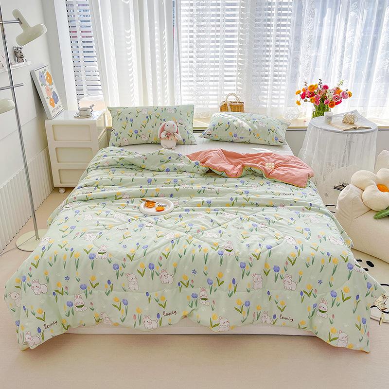 Class a Washed Double-Layer Yarn Soybean Fiber Children's Summer Cool Quilt Single Thin Quilt Double Air Conditioning Quilt