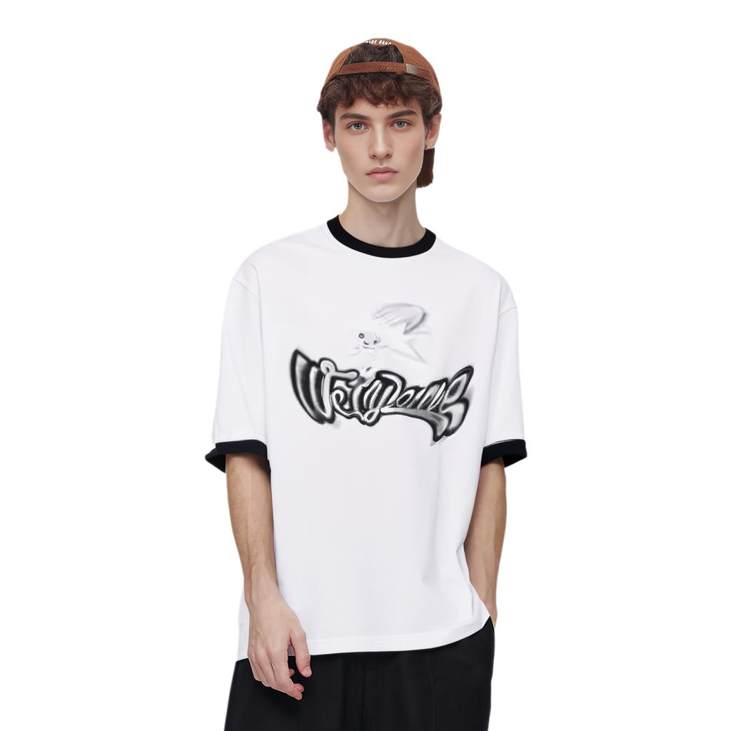 We11done Ss23 Logo Monster Letter Print Short Sleeve T-Shirt Unisex Tops WD-TT1-23-736-U-BK
