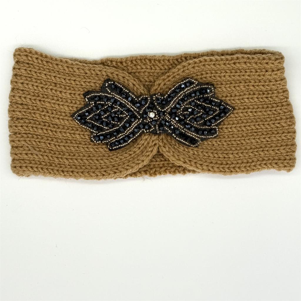 Crystal Beaded Winter Knit Headband Warm Turban Headwrap Hairbands Wool Ear Warmer Headscarf Head Wear Hair Accessories for Women Bandeau Bandanas
