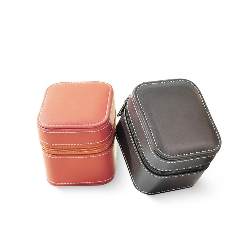 Compact Single Watch Travel Case For Watches And Smartwatches Up To 55mm With PU Leather And Microsuede Interiors