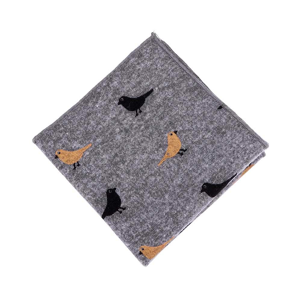 Bird Pattern Formal Suit Gentlemen Hanky Pocket Square Handkerchief for Wedding Dress Party