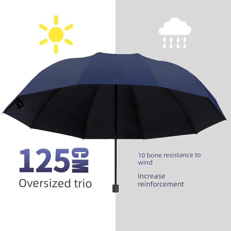 Large Umbrella for Men, Reinforced and Thickened, Sturdy and Wind-Resistant, Dual-Use for Sun and Rain, Foldable Black-Coated Sun Protection Umbrella