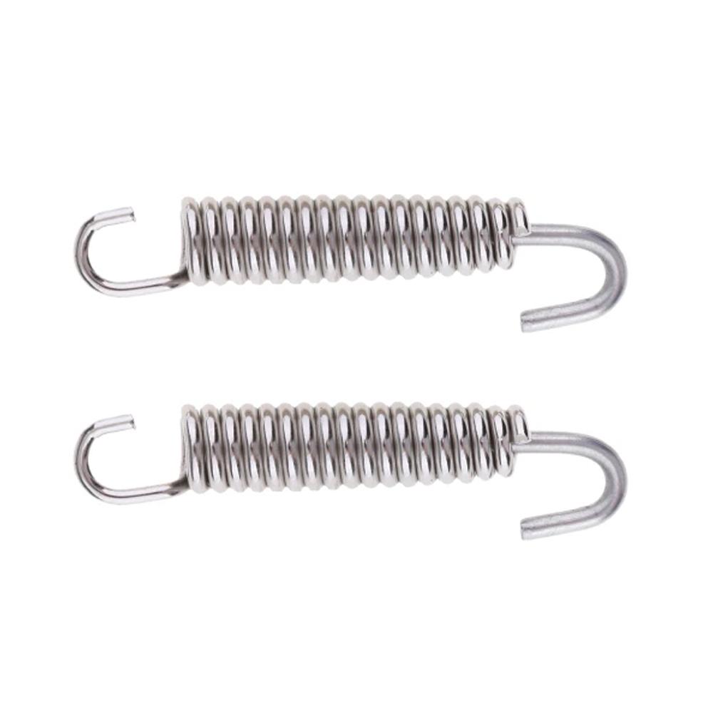 2Pcs 65mm Motorcycle Stainless Steel Exhaust Pipe Muffler Spring Hook Superior Strength & Appearance Exhaust Pipe Springs 2pcs Silver