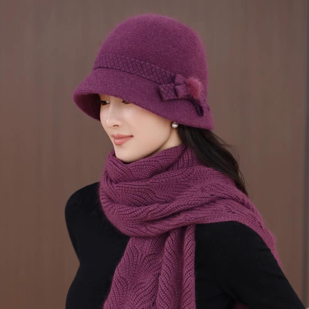 Hat Women'S Day Warm Fleece Foreign Gas Mom Basin Hat Knitted Hat Elderly Grandma Wool Hat