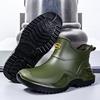 Fashion New Short Men's Rain Shoes Outdoor Thick-soled Non-slip Water Shoes PVC Construction Site Waterproof Overshoes Solid Color Rain Boots
