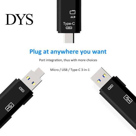 TF Card Reader Plug Play High Speed 5-In-1 USB 3.0 Type-C for Computer Micro