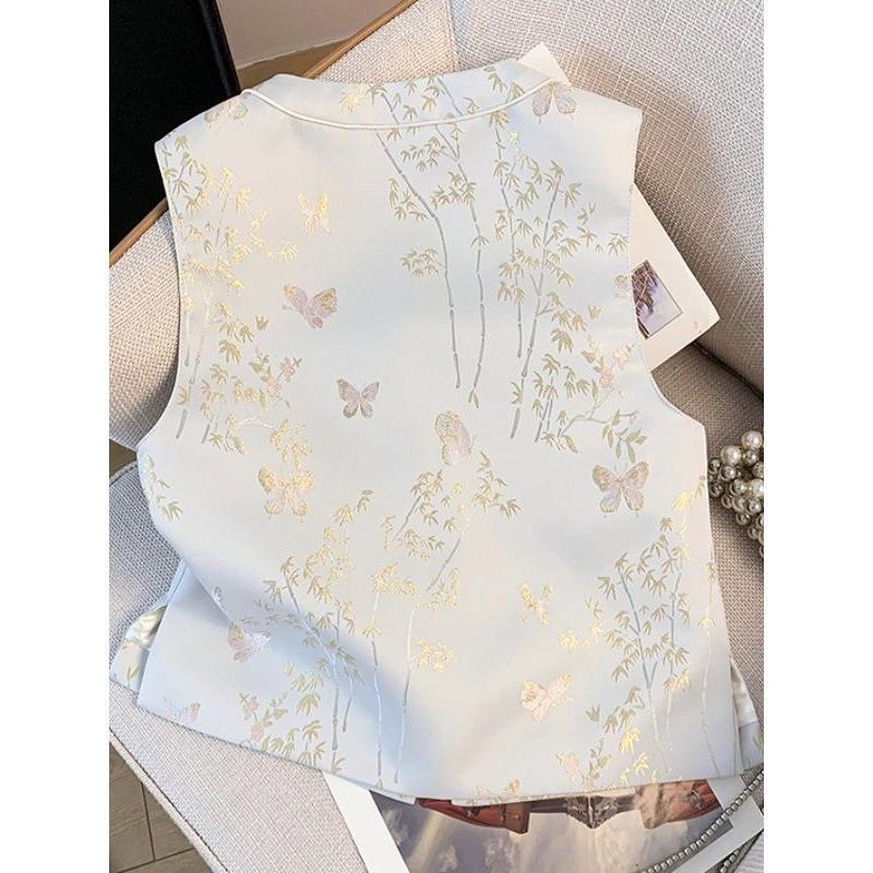 2025 New Vintage Jacquard Sleeveless High-end Vest Top Vest Vest Women