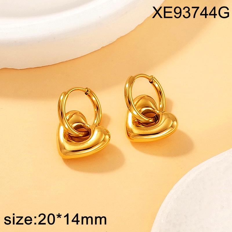 18K Gold Titanium Steel Heart Hoop Earrings for Women - Versatile Light Luxury Fashion