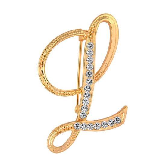 1 Pc Fashion Unisex Rhinestone English Letters Alphabet A-Z Brooch Pin Ornament