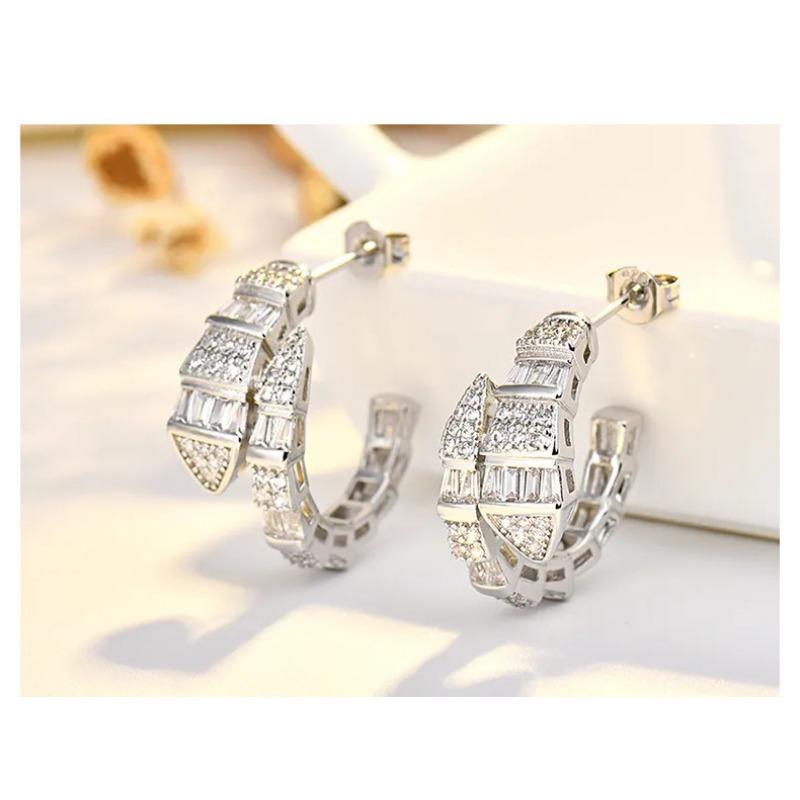 Snake Shape Zircon Stud Earrings Personalized Niche Luxury Jewelry For Women