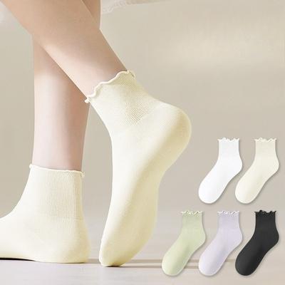 Damen Kurze Socken, Frühling und Sommer Dünne Baumwollsocken, Antibakteriell, Atmungsaktiv, Desodorierend, Vielseitig, Nahtlose Holzohr Postpartale Socken