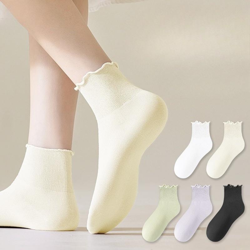Women's Short Socks, Spring and Summer Thin Cotton Socks, Antibacterial, Breathable, Deodorizing, Versatile, Boneless Wooden Ear Postpartum Socks