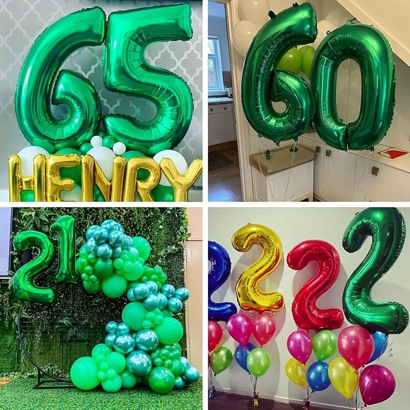 1/2pcs 32-Inch Green Number Balloons-Aluminum Foil Mylar Digit Balloons for Birthday Partie,Anniversaries,new Year&Celebrations