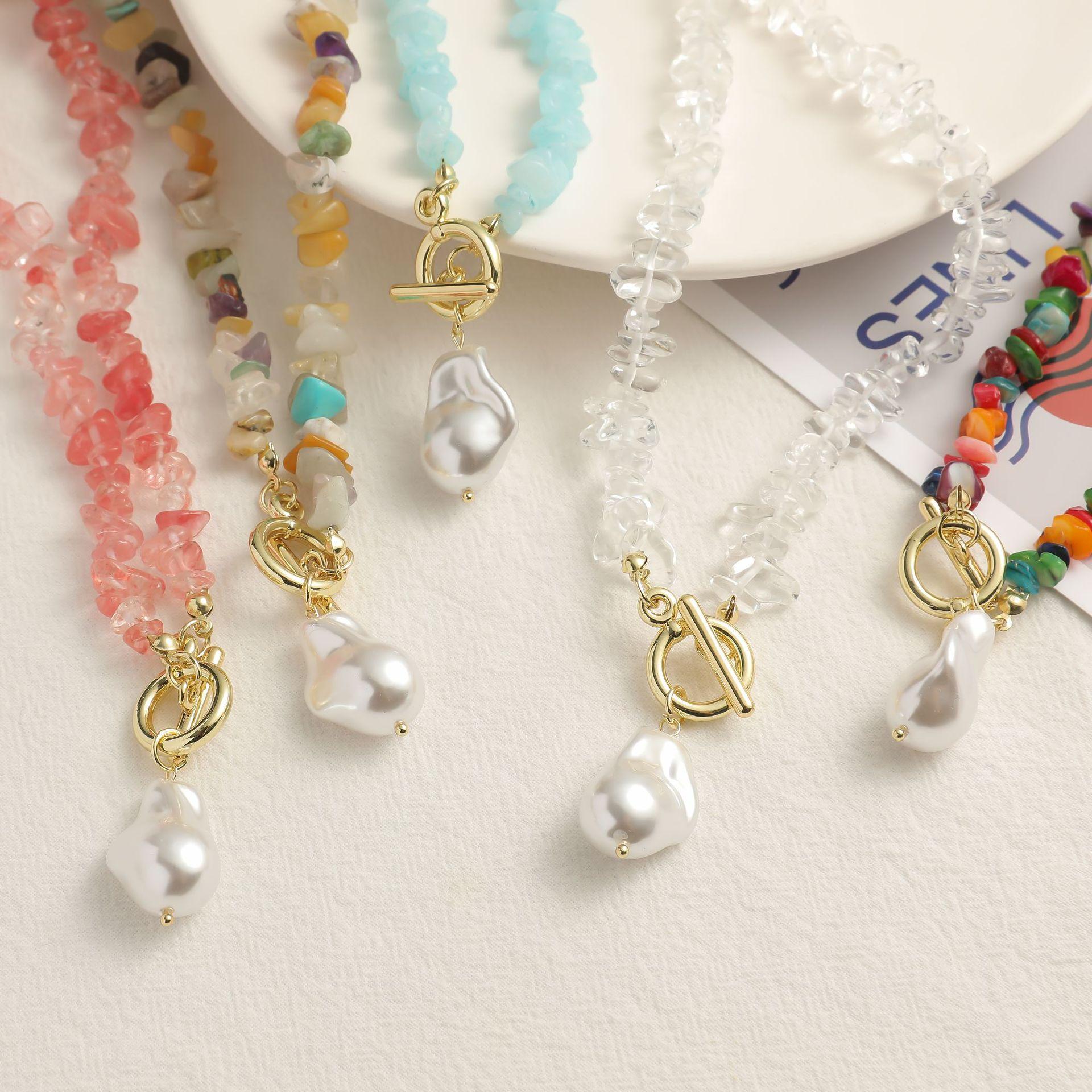 

Горячая распродажа цветной гравий богемные ювелирные изделия мода для женщин кулон жемчужное ожерелье бусины цепочка подарок многослойный