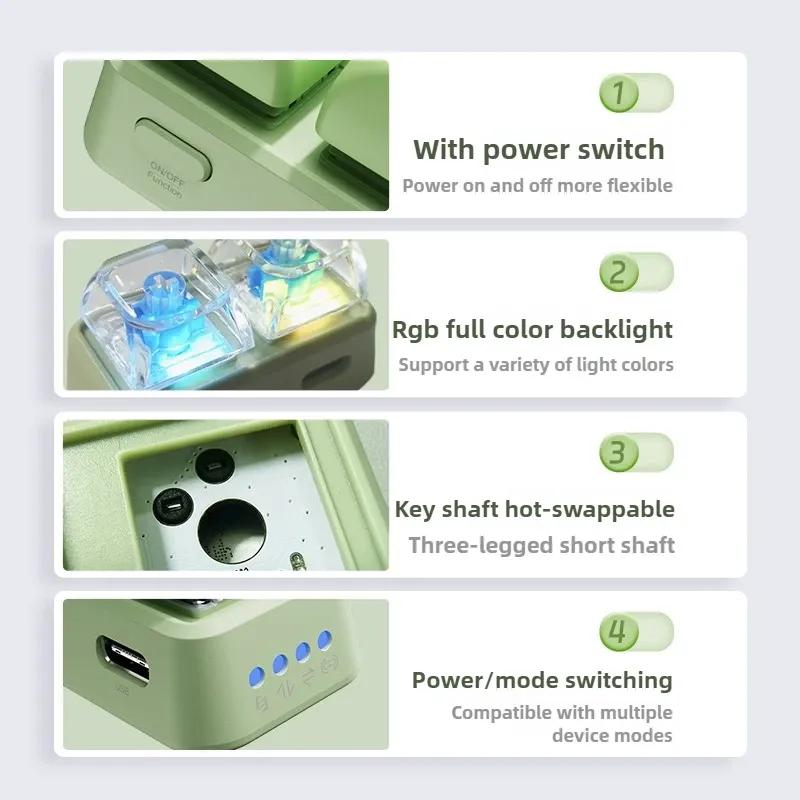 Free2 Mini Klávesnice Dvouklávesový E-book Ovladač Stránek Bluetooth RGB Hot Swap Vlastní Přenosná Klávesnice pro Tablet/telefon/čtečku