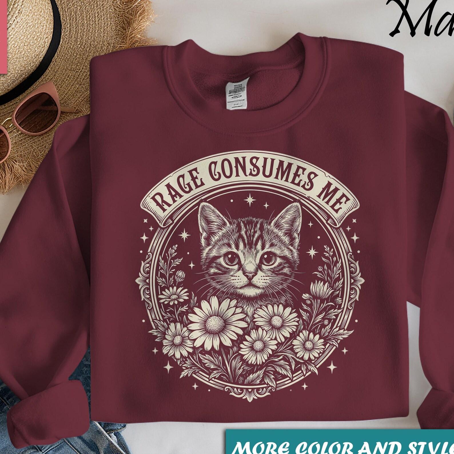 Rage Consumes Me Shirt | Cute Cat Meme T-Shirt | Funny Sarcastic Kitten Tee | Cottagecore Mental Health T Shirt S