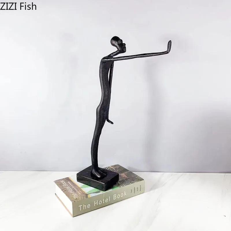 Abstract Standing Character Statue Handicrafts Desk Decoration Creative Ornaments Figures Metal Sculpture Room Aesthetic Decor