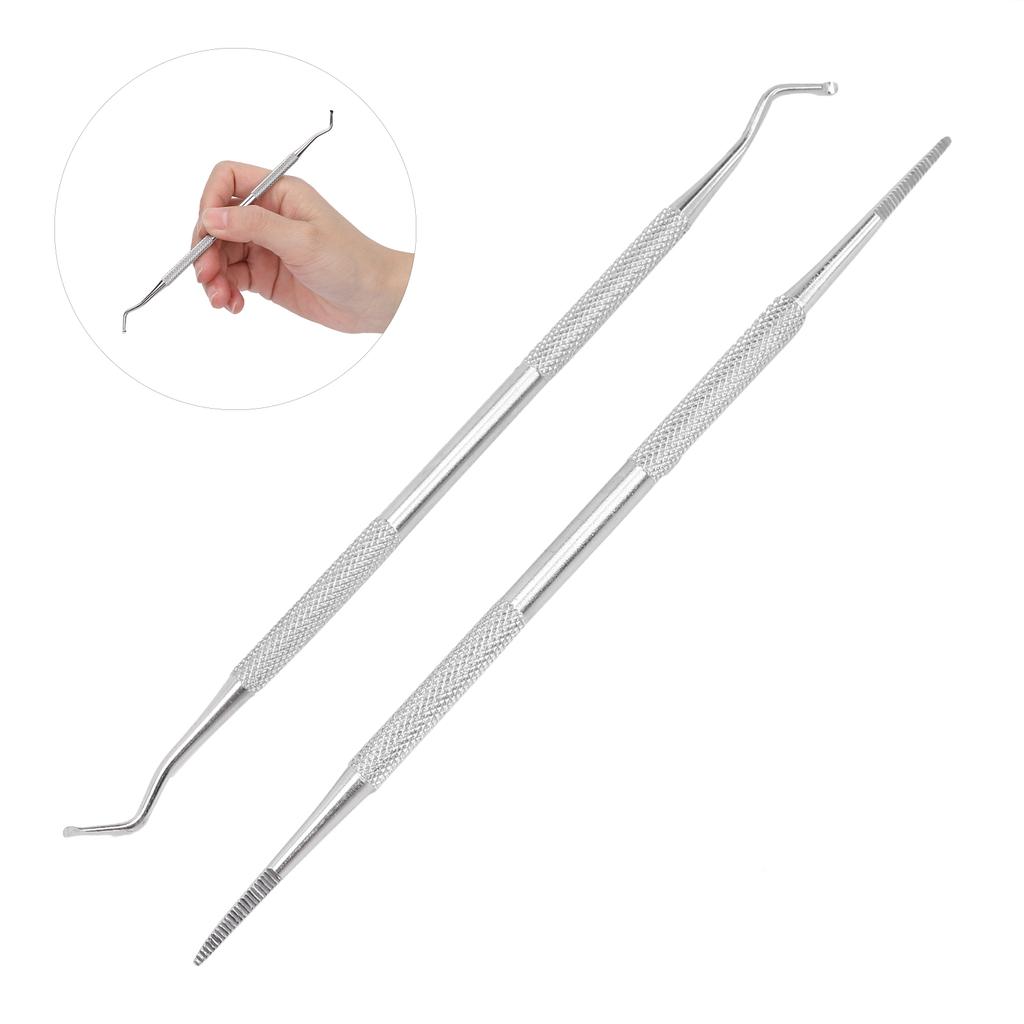 2pcs Ingrown Toenail Tools Stainless Steel Nail Picker Dual Ends Nail File Toenail Cleaner Tools