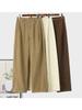 Nordic Retro High-Waist Corduroy Scimitar Pants - 100% Cotton, Canelé Style, Straight Leg, Long.