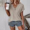 Summer Women's Elegant Stripes Breathable Loose Pit Stripe Casual V-Neck Short Sleeve T-Shirt
