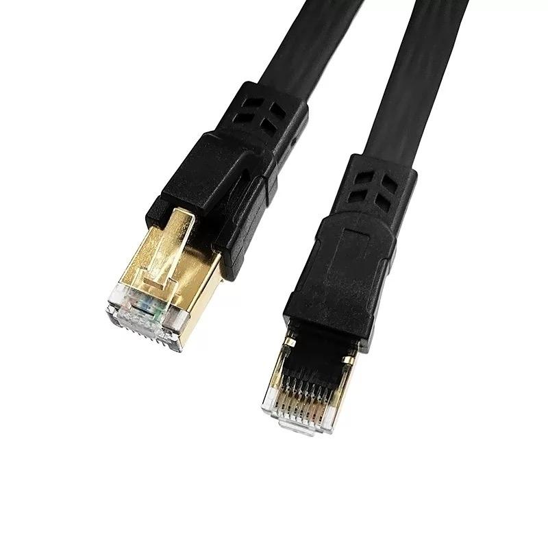 Small Order Flat Shielded CAT8 Network Ethernet Cable Gold 40Gbps SSTP 8P8C RJ45 Patch Cords