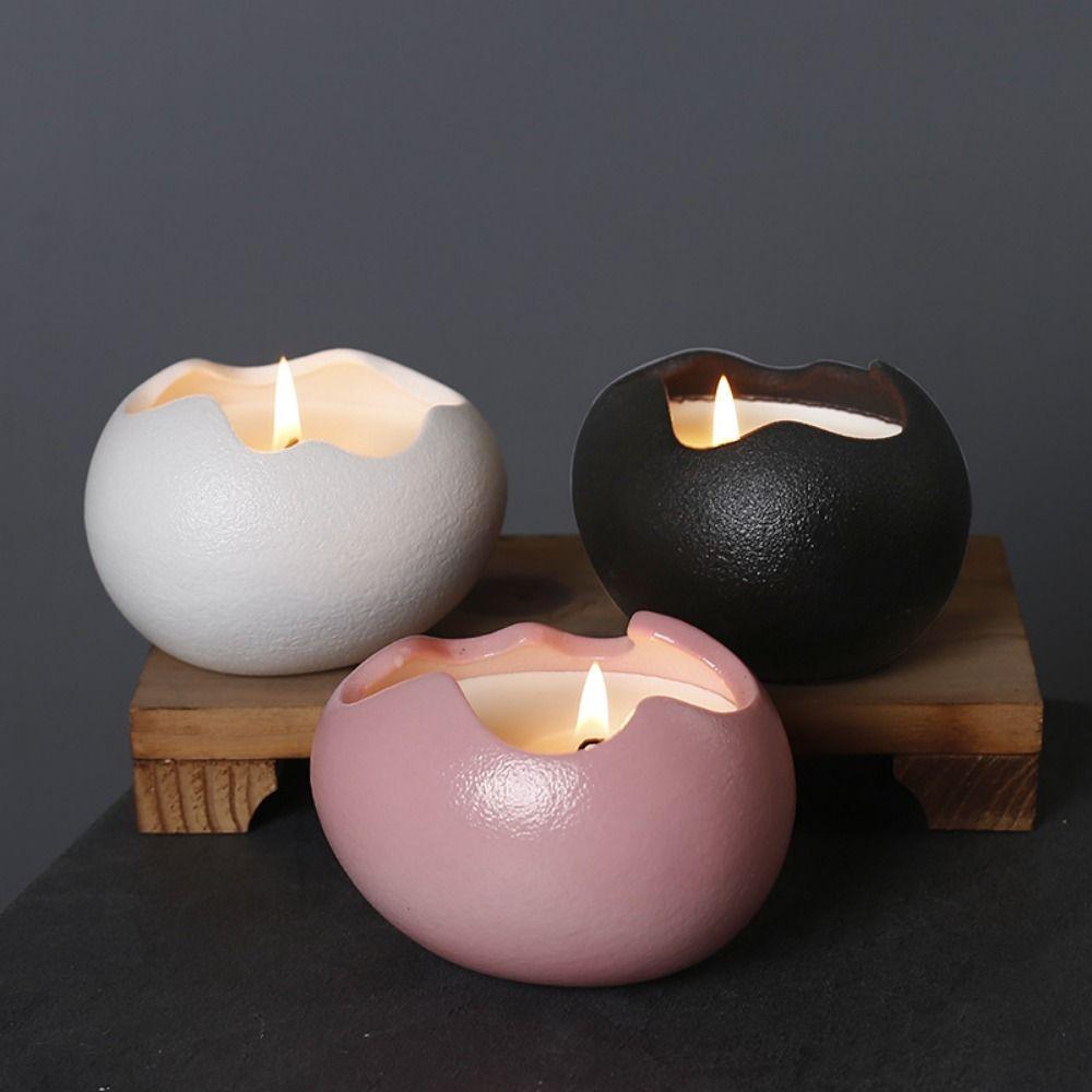 Cute Egg Shaped Candlestick Easy To Use Ceramic Aromatherapy Holder  Living Room