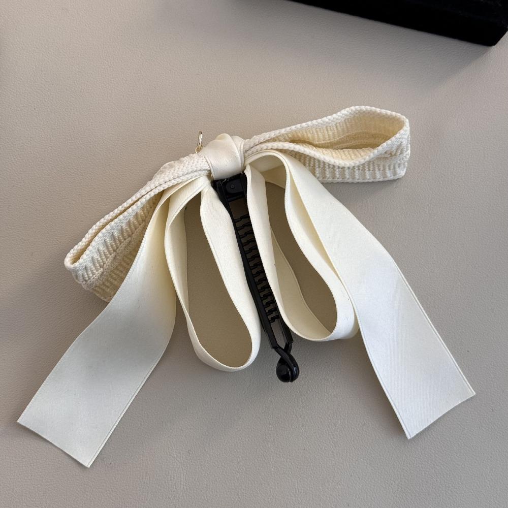 Large Size Bowknot Ribbon Hair Clip Fabric Hairpin Creative Vertical Clip  Female