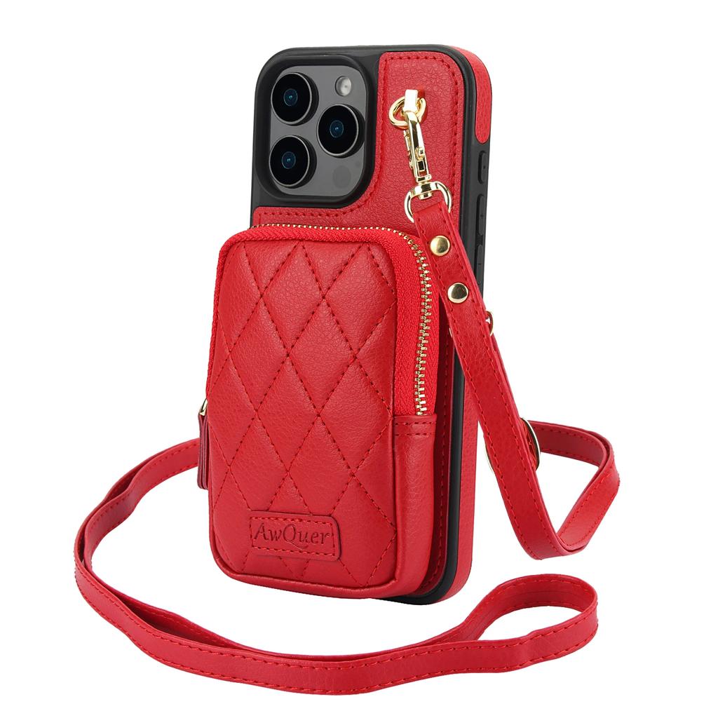 Zipper Cards Solt Leather Wallet Crossbody Lanyard Case For iPhone 16 Pro Max 14 15 13 12 11 14Plus Pocket Bag Hand Strap Cover