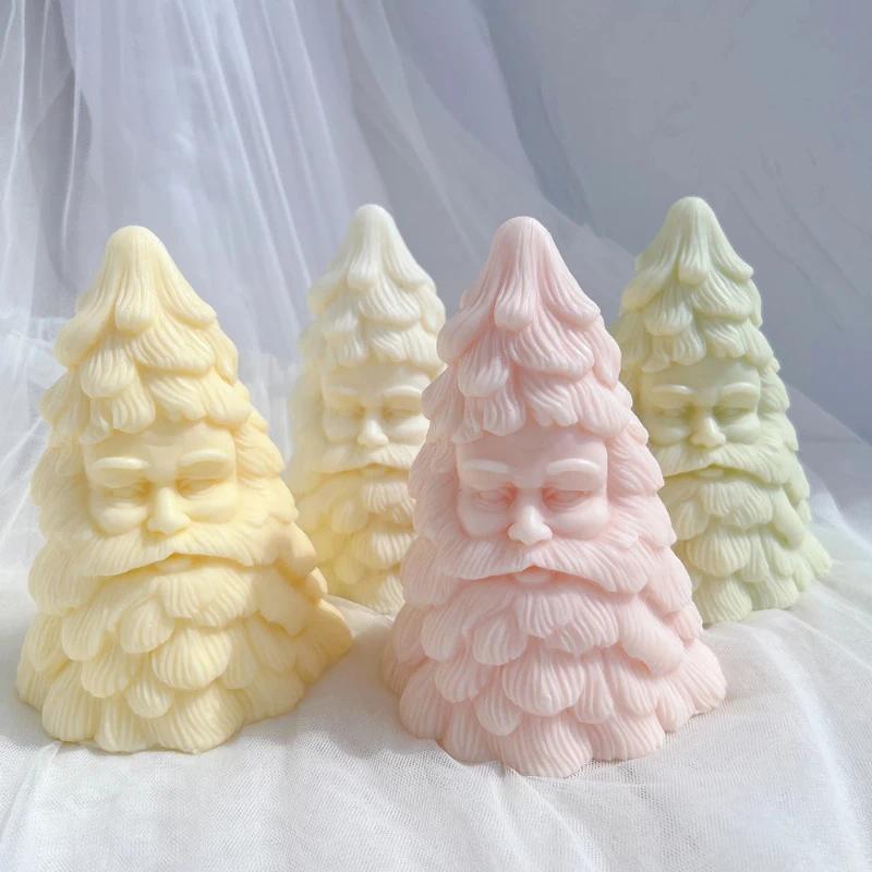 Top Quality Santa Claus Christmas Tree Candle Molds Dinner Cake Silicone Mold Soy Wax Silicone Mould Christmas Home Resin Decor