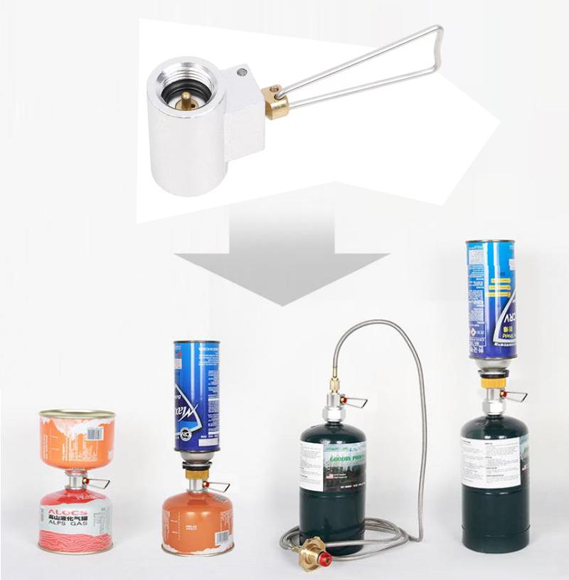 Outdoor Camping Gasadapter Nachfüllung Flachtank Umrüstadapter Gaskocher Nachfülladapter Gaseinsparer Plus Gasumwandler Schalter