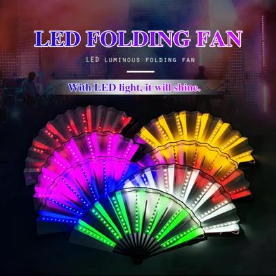 LED Glowing Folding Fan Portable Glowing Handheld Summer Cooling Fan Decoration Dance Performance