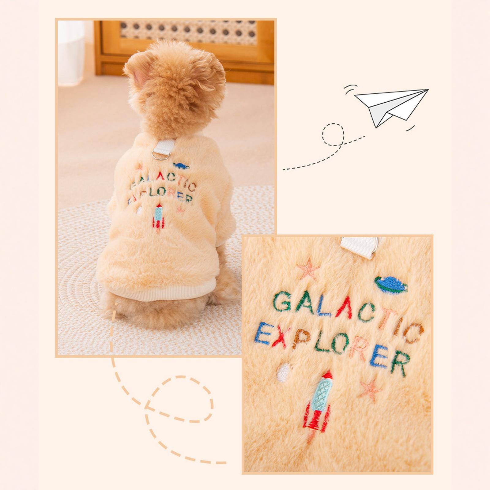 

Dog Winter Plush Coat: Thick Fleece With Letter Design & Leash Loop For Bichon/Teddy XL