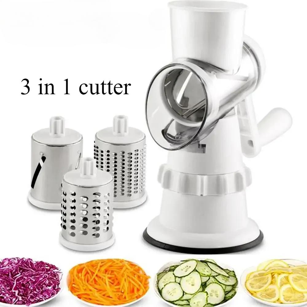 3 In1 Vegetable Slicer Chopper Grater Manual Kitchen Tools For Cucumber Carrot Cutter Garlic Round Mandolin Shredder Potato Home белый