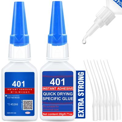 Colla cianoacrilica super 401, nuova e migliorata, asciugatura istantanea in 5 secondi, impermeabile, strumento di incollaggio stabile e versatile.