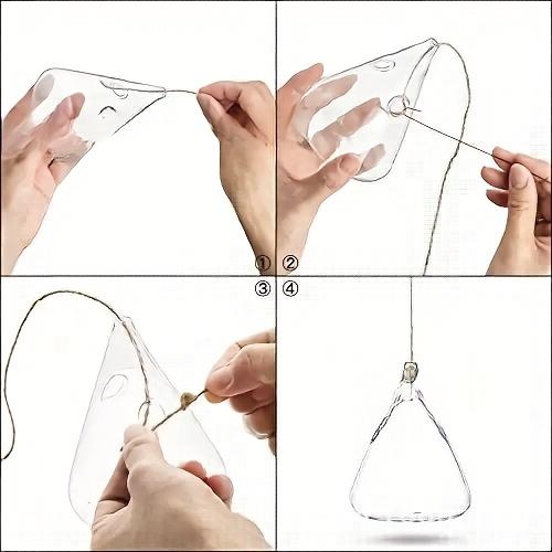 3pcs Hanging Glass Hydroponic Planter Geometric Shape Water Plant Vases Home Decor Indoor Outdoor Hanging Plant Container Garden