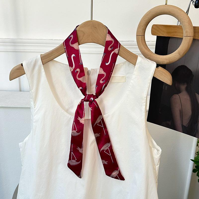 Langer Seidenschal, hochwertiger Halsschal, neuer multifunktionaler Seidenschal, Taschenumwicklung, Kopftuch, Stirnband, Haargummi.