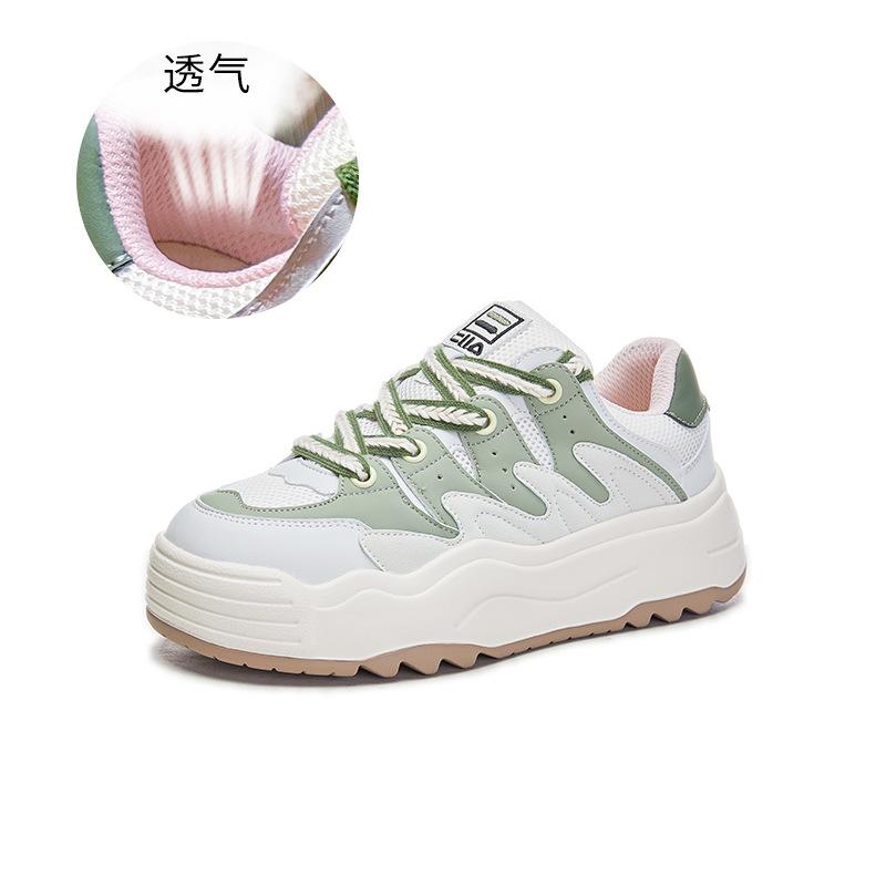 Foam sole leather board shoes women's 2026 spring flat-bottomed bread shoes casual shoes little white shoes women's platform women's shoes