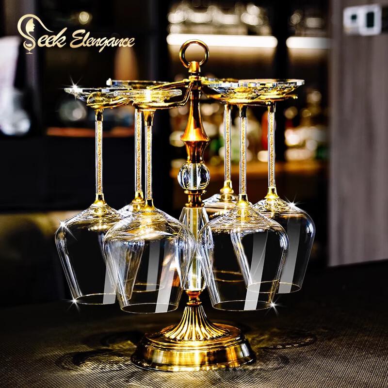 PAKCHOICE Crystal Wine Glass Set with Decanter and Rack