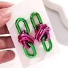 Retro Acrylic Oval Link Drop Earrings for Women New Trendy Metallic Colorful Geometric Chain Long Earring Punk Jewelry Gifts
