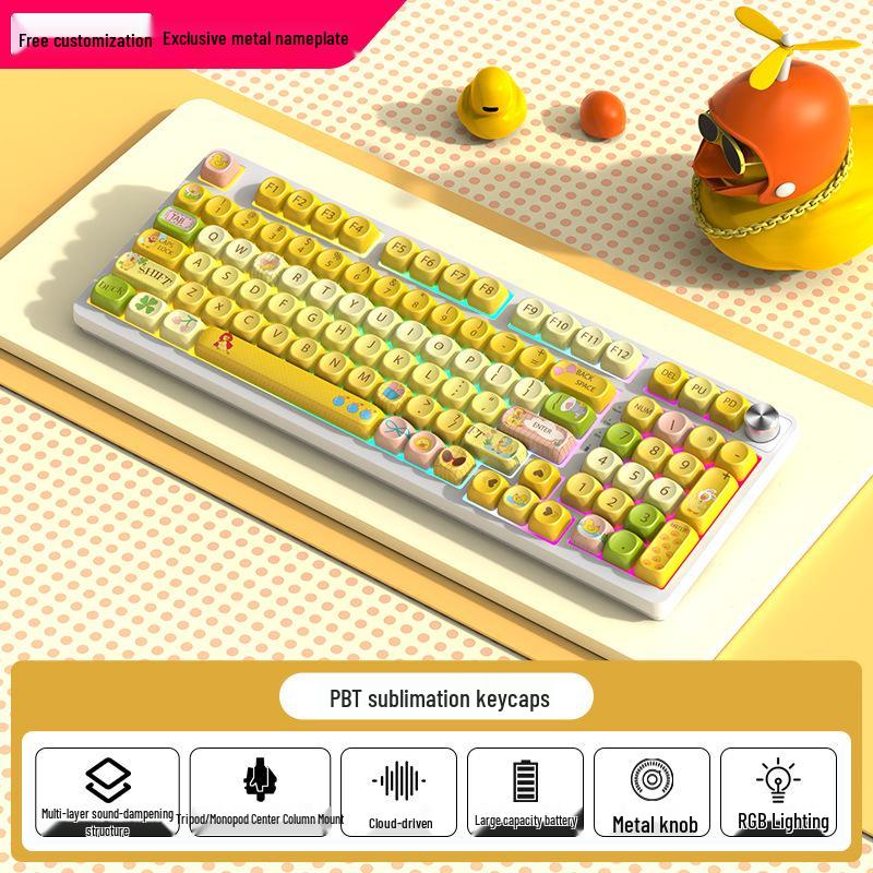 98-Key RGB Wireless Bluetooth Triple-Mode Mechanical Keyboard - Gaming, Esports & Office Customization Screen