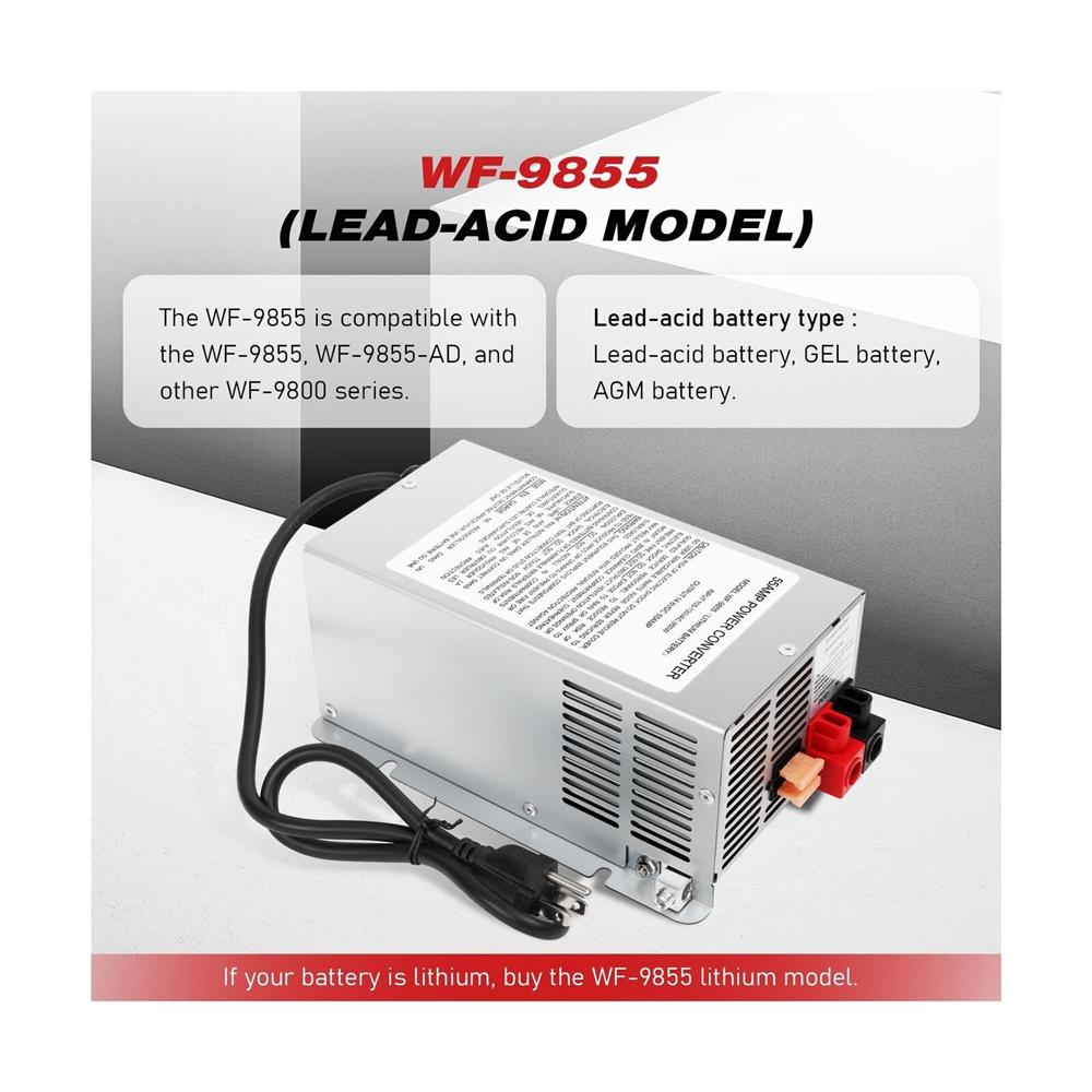 WF-9855-AD,55 Amp RV Power Converter for 12 Volt Lead-acid battery batteries