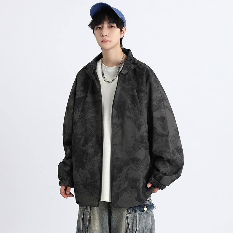 Spring and Autumn New Men's Korean Style Solid Color Light Plate Hooded Jacket Jacket Trendy Couple Jacket