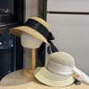 New Summer French Polka Dot Bow Fisherman Hat for Women, Sun Protection Sunshade Hat for Travel, Vacation, Hepburn Style Straw Hat