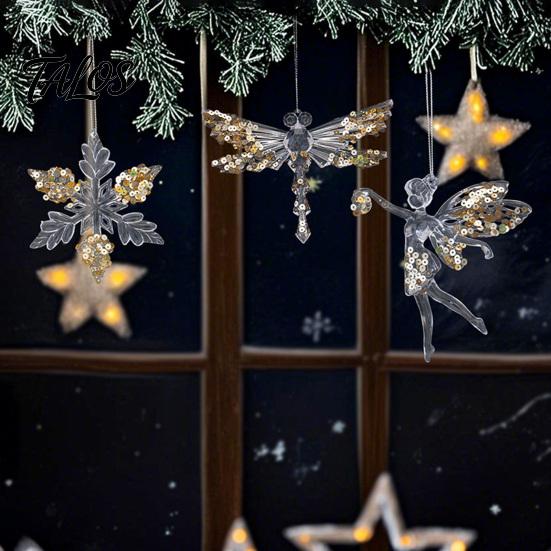 Reusable Party Hanging Ornaments Faux Crystal Christmas for Tree, Clear Snowflake/Starfish/Heart/Bird/Horse Decoration Shatterproof Seasonal