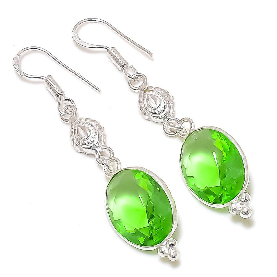

Natural Tsavorite Gemstone Handmade 925 Sterling Silver Earring 2.17 e4u50