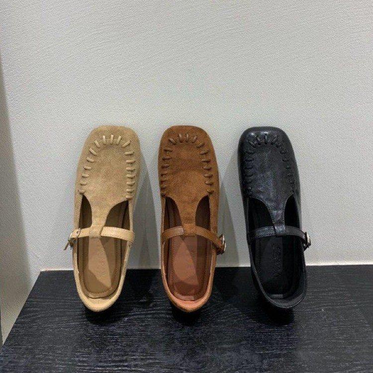 Chaussures Mary Jane à bouche peu profonde françaises pour femmes automne nouveau rétro chaussures Doudou bout carré décontractées chaussures simples souples plates chaussures de grand-mère